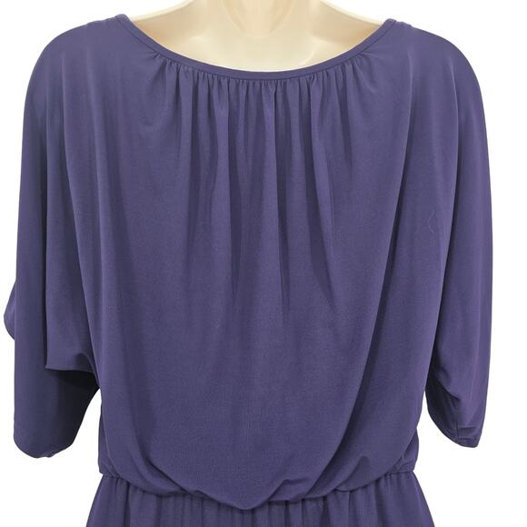 Trina Turk Womans size S Slit Sleeve Blouson Mini Dress in Purple Short Sleeve - Picture 5 of 8